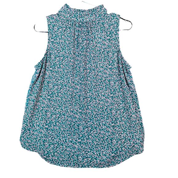 LOFT Womens Blouse Green Multicolored Floral Sleeveless Flowy Stretch S - Picture 1 of 10